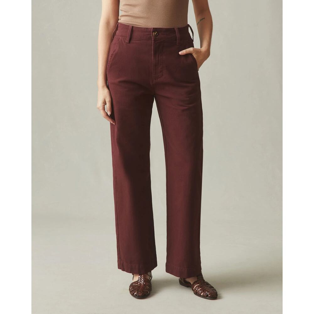 American Giant Women's Wide Leg Pant Rum Raisin Made in USA Chore Utility Sz 16
